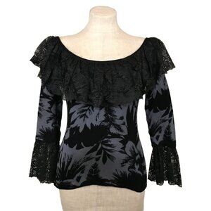 Angelica Val Custom Altered Knit Top Lace Neck XL